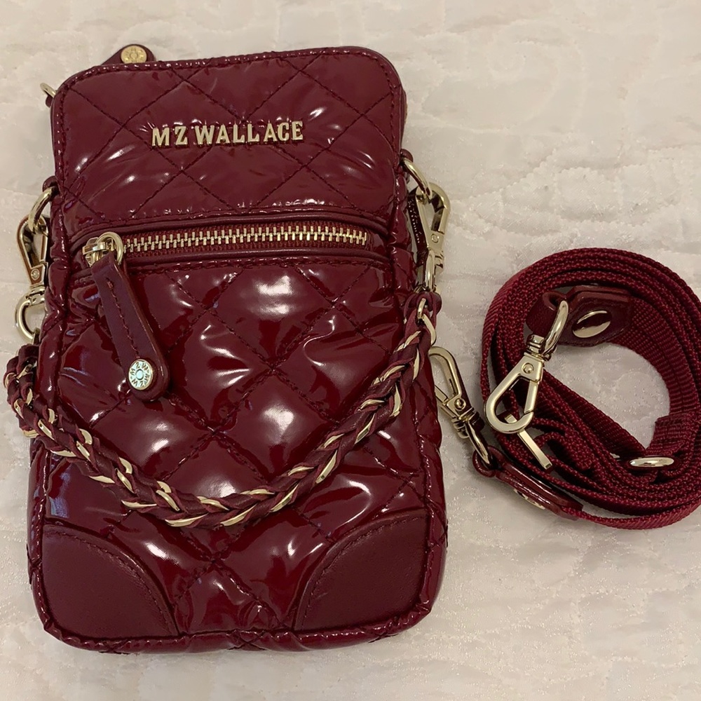 MZ Wallace Micro Crosby in Cranberry Lacquer